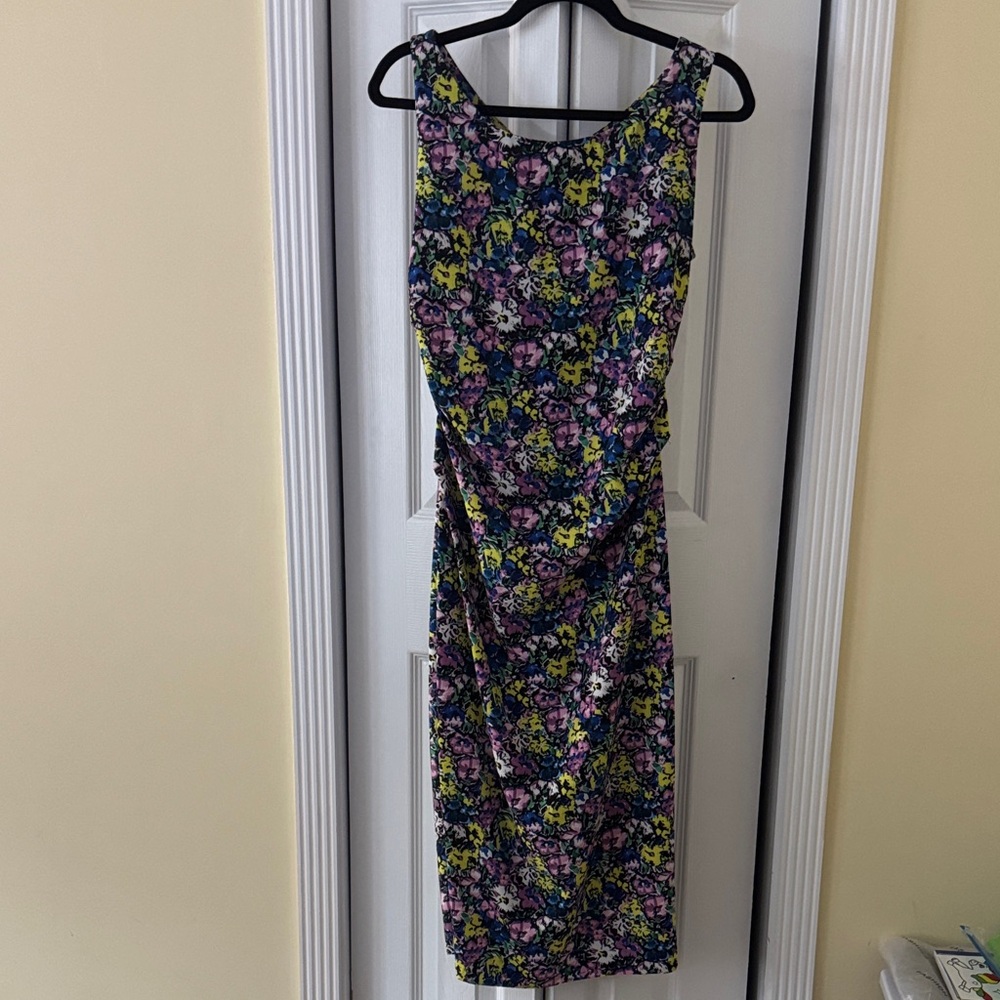 Zara Blue and Yellow Floral Midi Dress